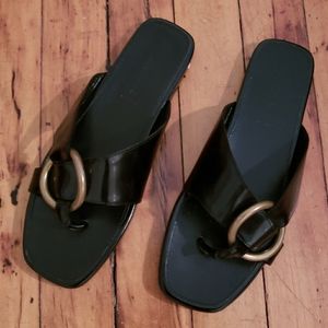 Alumnae Asymmetrical Thong Slide with Metal Ring
